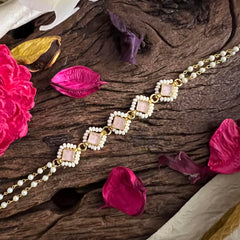 Pastel Pink Jadau Kundan Rakhi-Rakshabandhan-Pearl-G12951