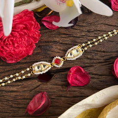 White Kundan Jadau Rakhi-Rakshabandhan-Pearl-G12960