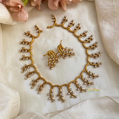 Designer White AD Stone Short Neckpiece-G12207