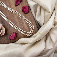 Vriksham Elegant Triple-Strand Rice Pearl Beaded Mala-G20102