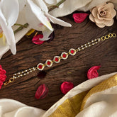 Red Jadau Kundan Rakhi-Rakshabandhan-Dice-Pearl-G12952