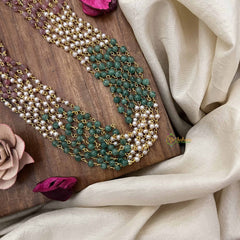 Vriksham Multistrand  8 Layered Green & Red Pearl Beaded Mala-G20103