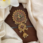 Premium Peacock Bun Billai-Jada Billai-Red Green-Pearl-G13120