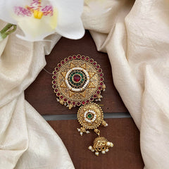 Premium Red Green Ad Stone Jada Billai-Bun Billai-Pearls-G13103