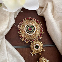 Premium Red Green Ad Stone Jada Billai-Bun Billai-Pearls-G13103