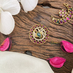 Vriksham Red White & Green CZ Stone Peacock Chandran & Suryan Billai-G17178