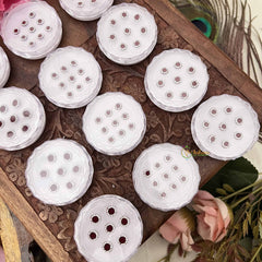 Vriksham Red Round Marron Spakle Bindi Case-12 Sets In Palstic Box-BB3555