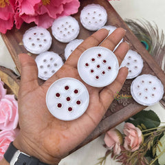 Vriksham Red Round Marron Spakle Bindi Case-12 Sets In Palstic Box-BB3555