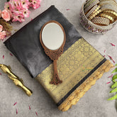 Vriksham Janhvi Kapoor Grey Organza Saree-Aari Work Border-Handloom-VS4228