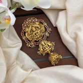 Antique Temple Jada Billai-Lakshmi Bun Billai-Red Beads-Pearl-G13142