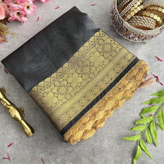 Vriksham Janhvi Kapoor Grey Organza Saree-Aari Work Border-Handloom-VS4228