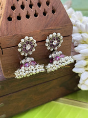 Vriksham Precious Black Polish Kemp Jhumka-Pearl-G18036