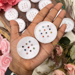 Vriksham Multi Color Round Sparkle Bindi Case-12 Sets In Palstic Box-BB3556