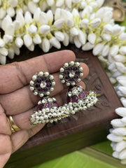 Vriksham Precious Black Polish Kemp Jhumka-Pearl-G18036