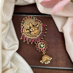 Antique Lakshmi Bun Billai-Jada Billai-Red Green-Pearl-G13118