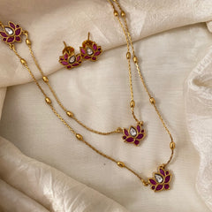 Premium AD Stone Short Neckpiece-Lotus-G12209