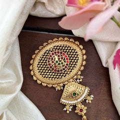 Unique Peacock Bun Billai-Jhumka Jada Billai-Red Green-G13115
