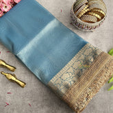 Vriksham Janhvi Kapoor Sky Blue Organza Saree-Lace Border-Handloom-VS4231
