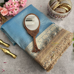 Vriksham Janhvi Kapoor Sky Blue Organza Saree-Lace Border-Handloom-VS4231