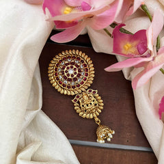 Premium Lakshmi Floral Bun Billai-Jada Billai-Red-Pearl-G13123