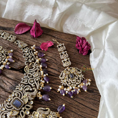 Designer Victorian Diamond Haram-Purple Beads-VV1757