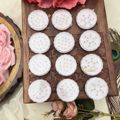 Vriksham Multi Color Stone Round Sparkle Bindi Case-12 Sets In Palstic Box-BB3557