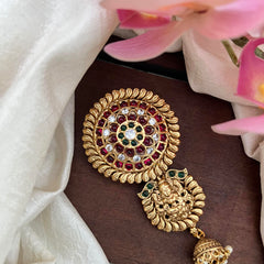 Premium Lakshmi Floral Bun Billai-Jada Billai-Red Green-Pearl-G13124