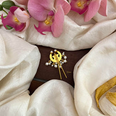 Designer Jadau Flower Juda Pin-Pearl-G13163