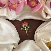 Antique Jadau Juda Pin-Pearl-Aqua Green Beads-G13165