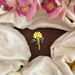 Antique Jadau Juda Pin-Pearl-Aqua Green Beads-G13165