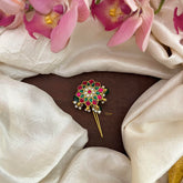 Antique Jadau Floral Juda Pin-Pearl-Green Beads-G13164