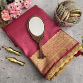 Vriksham Janhvi Kapoor Onion Pink Organza Saree-Aari Work Border-Handloom-VS4224