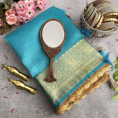 Vriksham Janhvi Kapoor Sky Blue Organza Saree-Aari Work Border-Handloom-VS4225