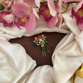 Premium Jadau Lotus Juda Pin-Pearl-Green Beads-G13161