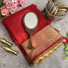 Vriksham Janhvi Kapoor Red Organza Saree-Aari Work Border-Handloom-VS4227