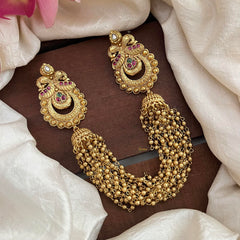 Premium Mayil Jada Billai with Golden Pearl Maatil-Bun Billai-Red Green-G13099