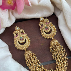 Premium Mayil Jada Billai with Golden Pearl Maatil-Bun Billai-Red Green-G13099