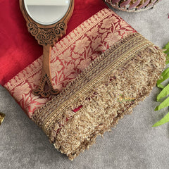 Vriksham Janhvi Kapoor Red Organza Saree-Lace Border-Handloom-VS4230