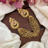 Premium Mayil Jada Billai with Golden Pearl Maatil-Bun Billai-Red-G13100