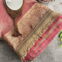 Vriksham Janhvi Kapoor Light Pink Organza Saree-Lace Border-Handloom-VS4235