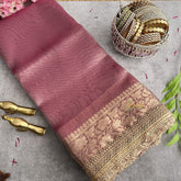 Vriksham Janhvi Kapoor Lavender Organza Saree-Lace Border-Handloom-VS4234