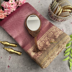 Vriksham Janhvi Kapoor Lavender Organza Saree-Lace Border-Handloom-VS4234