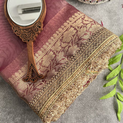 Vriksham Janhvi Kapoor Lavender Organza Saree-Lace Border-Handloom-VS4234