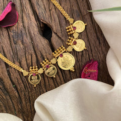 Vriksham Gold Look Alike 5 Lakshmi Coin Short Neckpiece-G17260