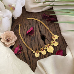 Vriksham Gold Look Alike 5 Lakshmi Coin Short Neckpiece-G17260