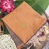 Vriksham Golden Orange Squared Design With Gadwal Grey Border Semi Soft Silk Saree-VS4880