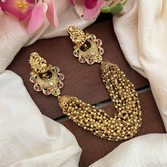 Peacock Jada Billai with Golden Pearl Maatil-Bun Billai-Red Green-G13077