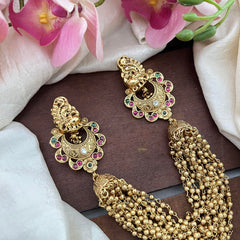 Peacock Jada Billai with Golden Pearl Maatil-Bun Billai-Red Green-G13077