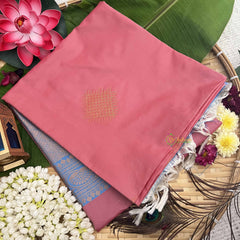 Vriksham Peachy Pink Squared Design With Gadwal Border Semi Soft Silk Saree-VS4873
