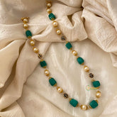 Trendy Green Beaded Chain Neckpiece -G12122
